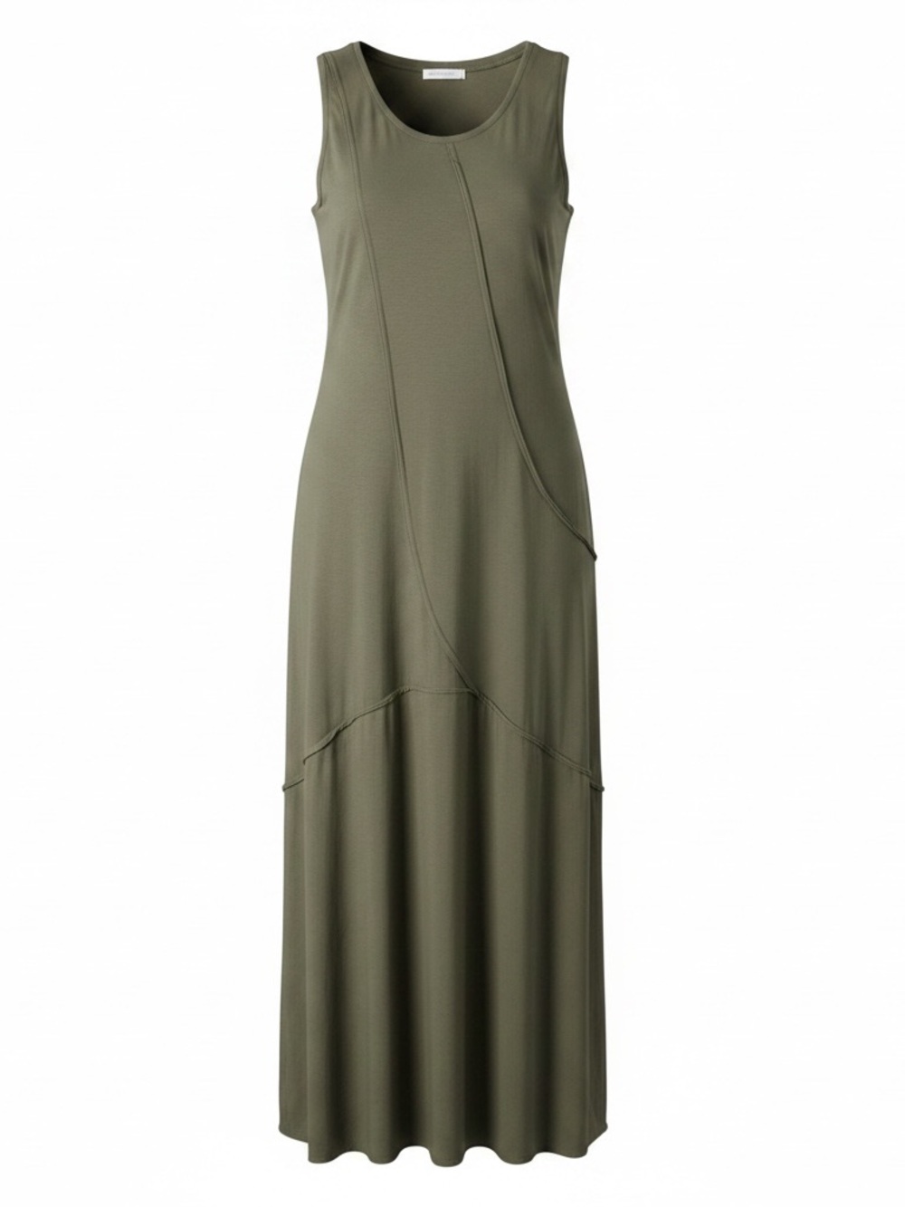 Sleeveless Olive Maxi Dress - Casual Layered Tank Dress crea concept M/l